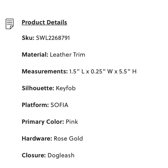 New fossil Sophia rose gold keyfob - Picture 3 of 6